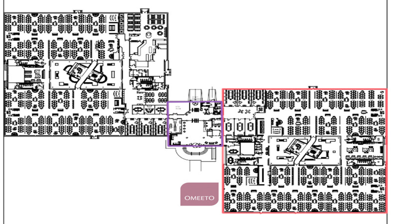 Red = office space / Blue = shared entrance