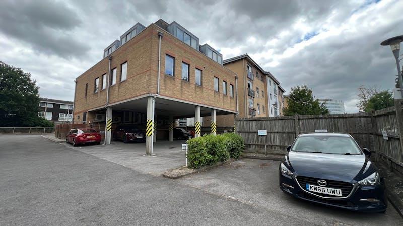 Building’s rear elevation with majority under croft car parking